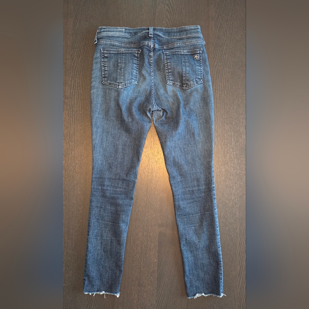 rag & bone NEW YORK Ankle Skinny Jeans in "Tonal River" Raw Hem - Size 29